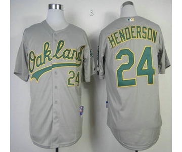 Men's Oakland Athletics #24 Rickey Henderson Grey Jersey