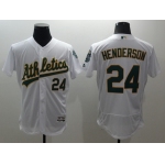 Men's Oakland Athletics #24 Rickey Henderson White Flex Base 2016 MLB Retired Player Baseball Jersey