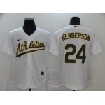 Men's Oakland Athletics #24 Rickey Henderson White Stitched MLB Cool Base Nike Jersey