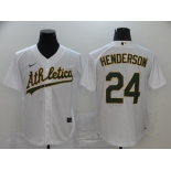 Men's Oakland Athletics #24 Rickey Henderson White Stitched MLB Cool Base Nike Jersey