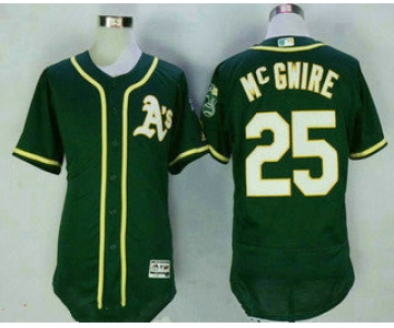 Men's Oakland Athletics #25 Mark Mcgwire Retired Green Stitched MLB 2016 Majestic Flex Base Jersey