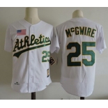 Men's Oakland Athletics #25 Mark Mcgwire White 1989 World Series Throwback Cooperstown Collection Stitched MLB Mitchell & Ness Jersey