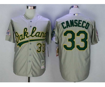 Men's Oakland Athletics #33 Jose Canseco Grey Throwback Jersey