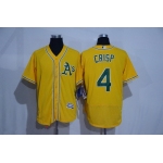 Men's Oakland Athletics #4 Coco Crisp Yellow 2016 Flex Base Majestic Stitched MLB Jersey