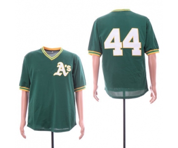 Men's Oakland Athletics #44 Reggie Jackson Green Mesh Throwback Jersey