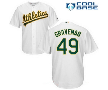 Men's Oakland Athletics #49 Kendall Graveman White Home Stitched MLB Majestic Cool Base Jersey