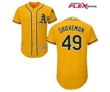 Men's Oakland Athletics #49 Kendall Graveman Yellow Alternate Stitched MLB Majestic Flex Base Jersey