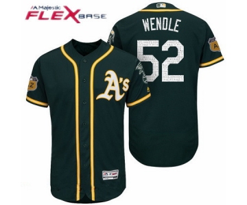 Men's Oakland Athletics #52 Joey Wendle Green 2017 Spring Training Stitched MLB Majestic Flex Base Jersey