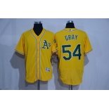 Men's Oakland Athletics #54 Sonny Gray Yellow 2016 Flex Base Majestic Stitched MLB Jersey