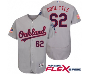 Men's Oakland Athletics #62 Sean Doolittle Gray Stars & Stripes Fashion Independence Day Stitched MLB Majestic Flex Base Jersey