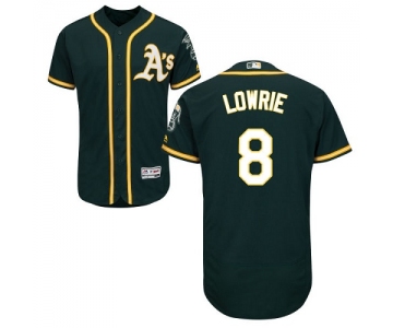 Men's Oakland Athletics #8 Jed Lowrie Green Flexbase Authentic Collection Stitched Baseball Jersey