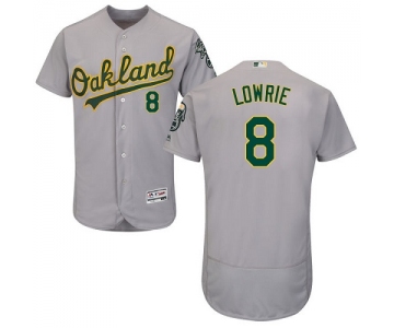 Men's Oakland Athletics #8 Jed Lowrie Grey Flexbase Authentic Collection Stitched Baseball Jersey