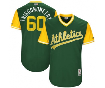 Men's Oakland Athletics Andrew Triggs Triggonometry Majestic Green 2017 Players Weekend Authentic Jersey