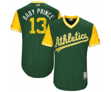 Men's Oakland Athletics Bruce Maxwell Baby Prince Majestic Green 2017 Players Weekend Authentic Jersey