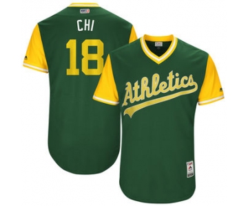 Men's Oakland Athletics Chad Pinder CHI Majestic Green 2017 Players Weekend Authentic Jersey