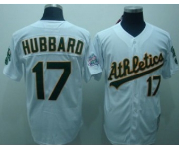 Oakland Athletics #17 Glenn Hubbard White Throwback Jersey