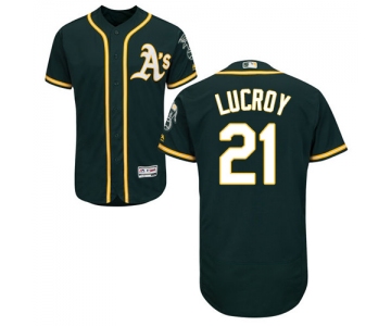 Oakland Athletics #21 Jonathan Lucroy Green Flexbase Authentic Collection Stitched Baseball Jersey