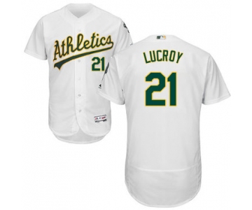 Oakland Athletics #21 Jonathan Lucroy White Flexbase Authentic Collection Stitched Baseball Jersey