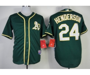 Oakland Athletics #24 Rickey Henderson 2014 Dark Green Jersey