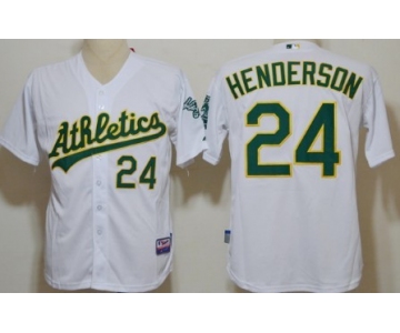 Oakland Athletics #24 Rickey Henderson White Jersey