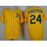 Oakland Athletics #24 Rickey Henderson Yellow Jersey