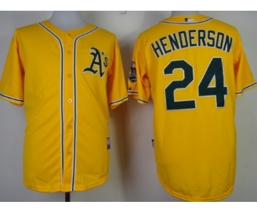 Oakland Athletics #24 Rickey Henderson Yellow Jersey