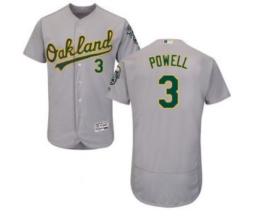 Oakland Athletics #3 Boog Powell Grey Flexbase Authentic Collection Stitched Baseball Jersey