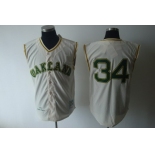 Oakland Athletics #34 Rollie Fingers 1968 Cream Throwback Jersey