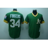 Oakland Athletics #34 Rollie Fingers 1976 Green Throwback Jersey