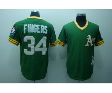 Oakland Athletics #34 Rollie Fingers 1976 Green Throwback Jersey