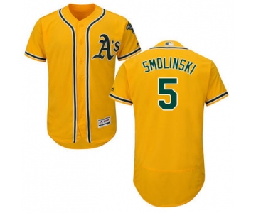 Oakland Athletics #5 Jake Smolinski Gold Flexbase Authentic Collection Stitched Baseball Jersey