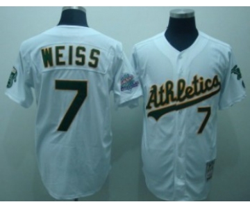 Oakland Athletics #7 Walt Weiss White Throwback Jersey