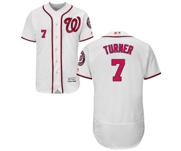 Men's Washington Nationals #7 Trea Turner Majestic Home White Flex Base Authentic Collection Baseball Jersey