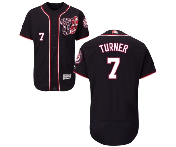 Men's Washington Nationals #7 Trea Turner Majestic Navy Blue Flex Base Authentic Collection Baseball Jersey