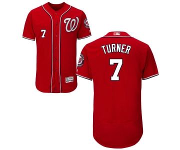 Men's Washington Nationals #7 Trea Turner Majestic Red Alternate xFlex Base Authentic Collection Baseball Jersey