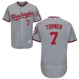 Men's Washington Nationals #7 Trea Turner Majestic Road Gray Flex Base Authentic Collection Baseball Jersey