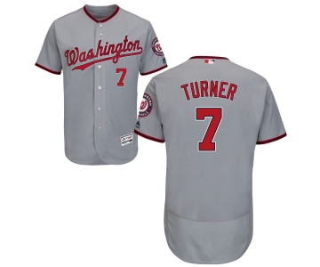 Men's Washington Nationals #7 Trea Turner Majestic Road Gray Flex Base Authentic Collection Baseball Jersey