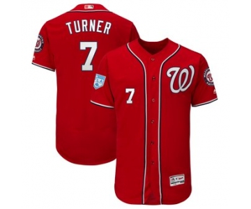 Men's Washington Nationals 7 Trea Turner Majestic Scarlet 2019 Spring Training Flex Base Player Jersey