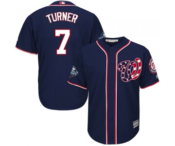 Men's Washington Nationals #7 Trea Turner Navy 2019 World Series Bound Cool Base Stitched MLB Jersey