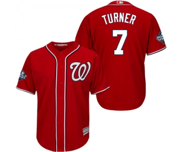 Men's Washington Nationals #7 Trea Turner Red 2019 World Series Bound Cool Base Stitched MLB Jersey