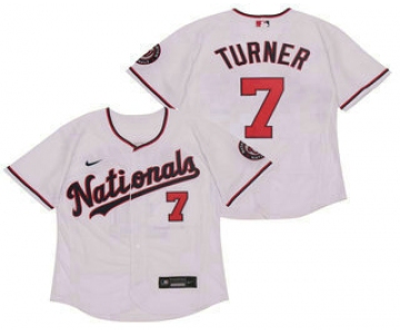 Men's Washington Nationals #7 Trea Turner White Stitched MLB Flex Base Nike Jersey