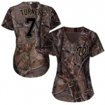 Nationals #7 Trea Turner Camo Realtree Collection Cool Base Women's Stitched Baseball Jersey
