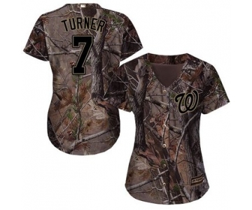 Nationals #7 Trea Turner Camo Realtree Collection Cool Base Women's Stitched Baseball Jersey