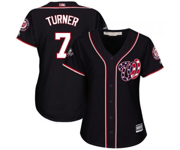 Nationals #7 Trea Turner Navy Blue Alternate 2019 World Series Bound Women's Stitched Baseball Jersey