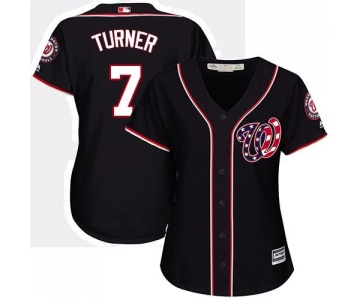 Nationals #7 Trea Turner Navy Blue Alternate Women's Stitched Baseball Jersey