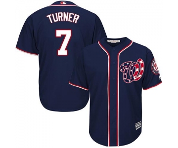 Nationals #7 Trea Turner Navy Blue Cool Base Stitched Youth Baseball Jersey