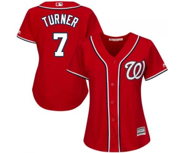 Nationals #7 Trea Turner Red Alternate Women's Stitched Baseball Jersey