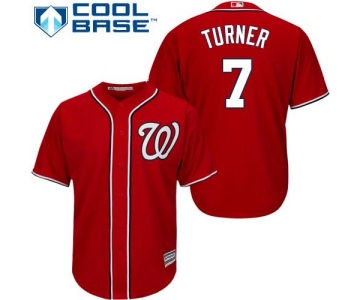 Nationals #7 Trea Turner Red Cool Base Stitched Youth Baseball Jersey