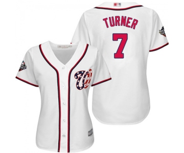 Nationals #7 Trea Turner White Home 2019 World Series Bound Women's Stitched Baseball Jersey