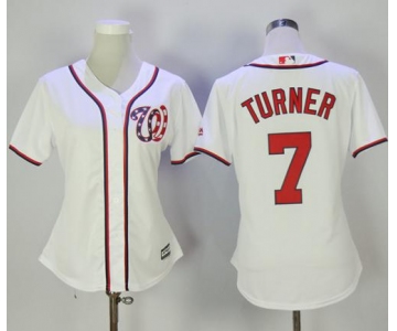 Nationals #7 Trea Turner White Home Women's Stitched Baseball Jersey